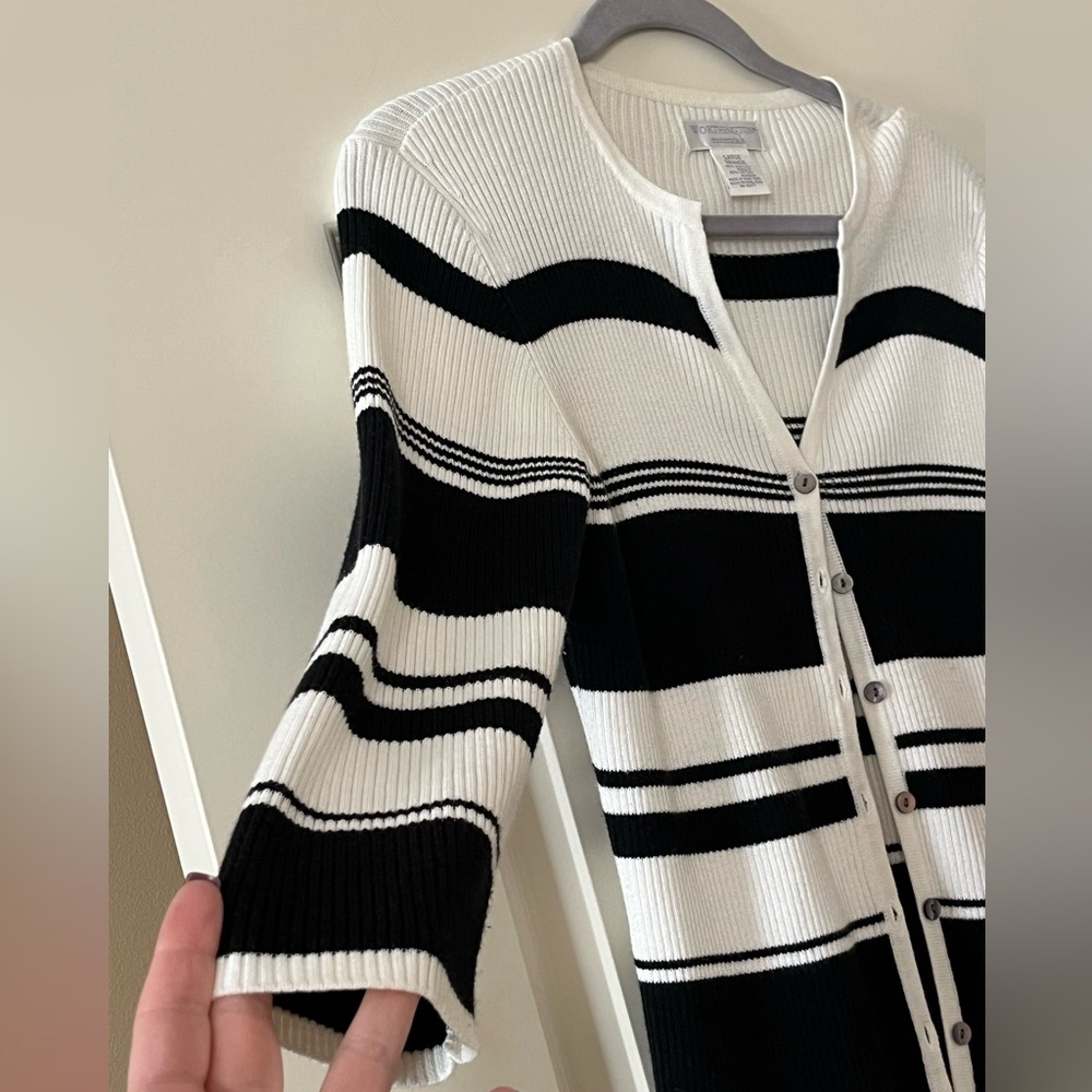 Worthington essentials Black & White Ribbed Sweater Women’s Size Large - Picture 10 of 14